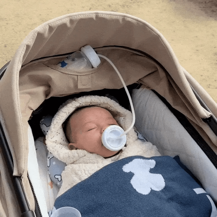 3-in-1 Hands-Free Baby Feeding Bottle with Tube | Anti-Colic BPA-Free Silicone Wide Neck Milk Storage Bottle | Self-Feeding Gravity Straw Bottle 240ML