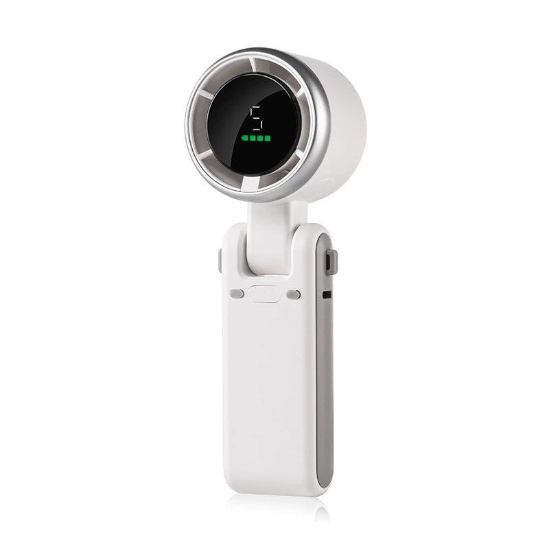 High Speed Turbo Rechargeable Handheld Fan – 5 Speed Digital Display Hanging Fan
