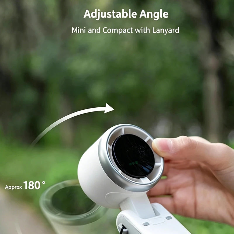 High Speed Turbo Rechargeable Handheld Fan – 5 Speed Digital Display Hanging Fan