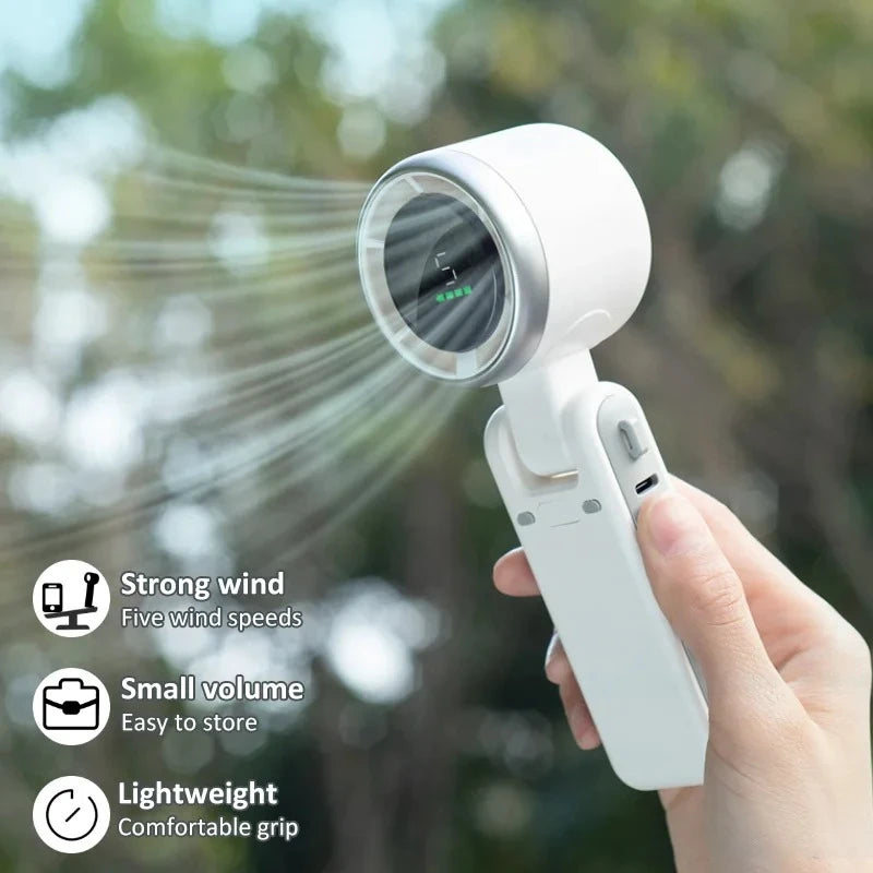 High Speed Turbo Rechargeable Handheld Fan – 5 Speed Digital Display Hanging Fan