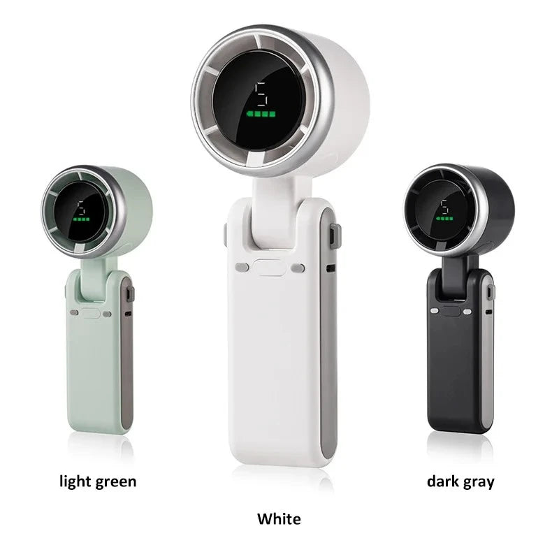 High Speed Turbo Rechargeable Handheld Fan – 5 Speed Digital Display Hanging Fan
