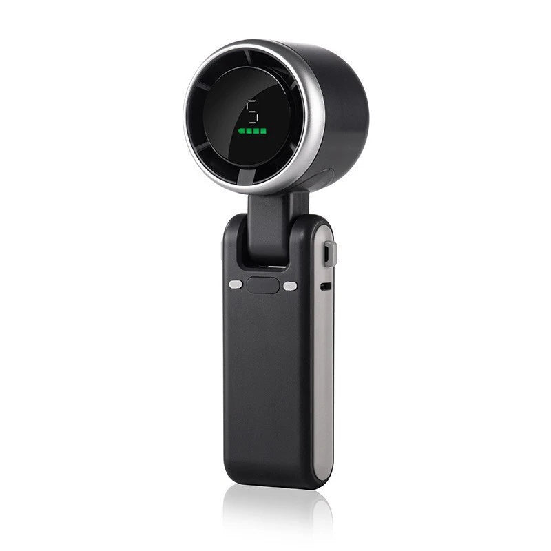 High Speed Turbo Rechargeable Handheld Fan – 5 Speed Digital Display Hanging Fan