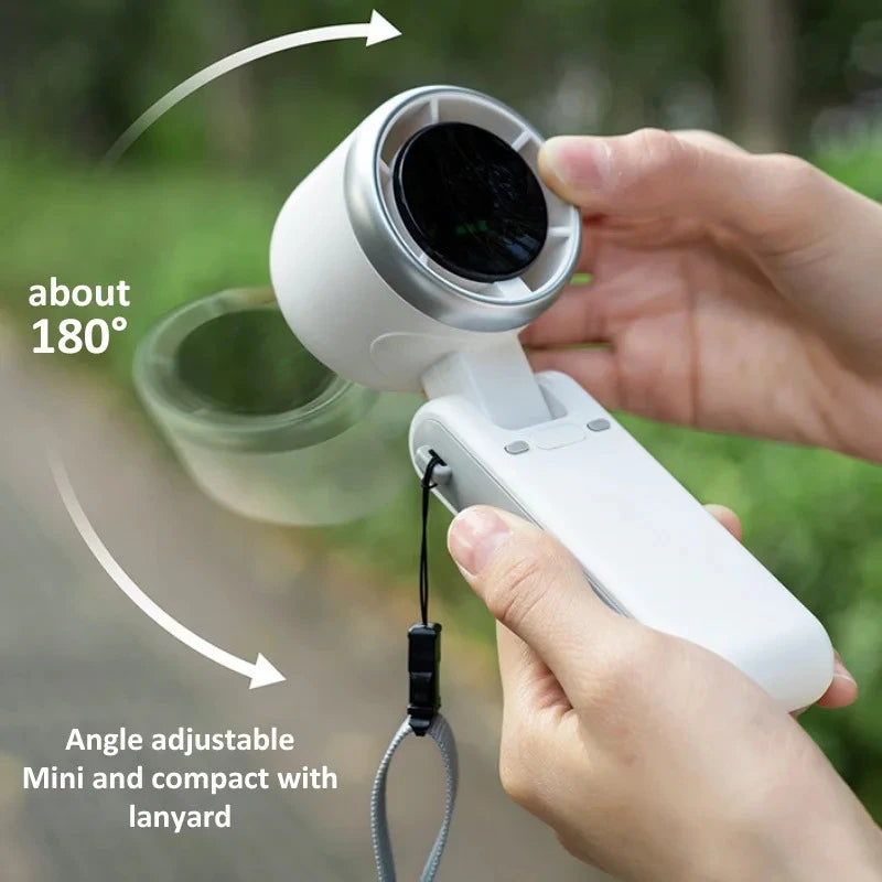 High Speed Turbo Rechargeable Handheld Fan – 5 Speed Digital Display Hanging Fan