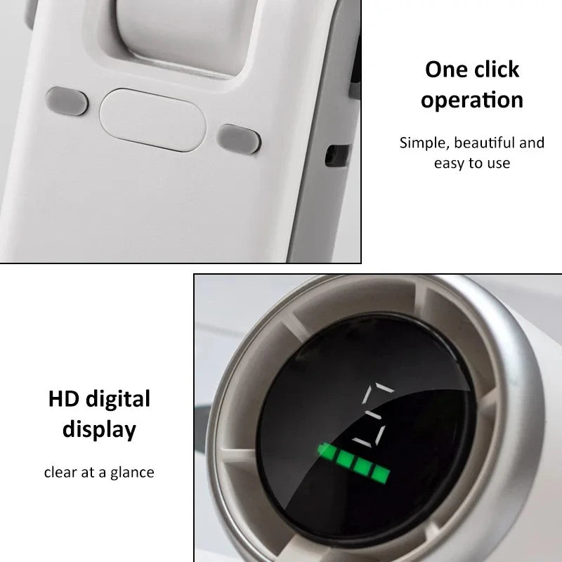 High Speed Turbo Rechargeable Handheld Fan – 5 Speed Digital Display Hanging Fan