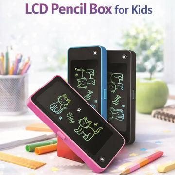 LCD Writing Tablet Pencil Box for Kids – 2 in 1 Digital Drawing Board & Stationery Organizer for Boys & Girls  Smart 2-in-1 Pencil Box with LCD Writing Tablet
