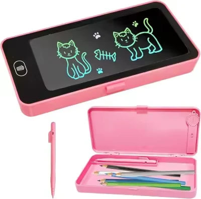 LCD Writing Tablet Pencil Box for Kids – 2 in 1 Digital Drawing Board & Stationery Organizer for Boys & Girls  Smart 2-in-1 Pencil Box with LCD Writing Tablet