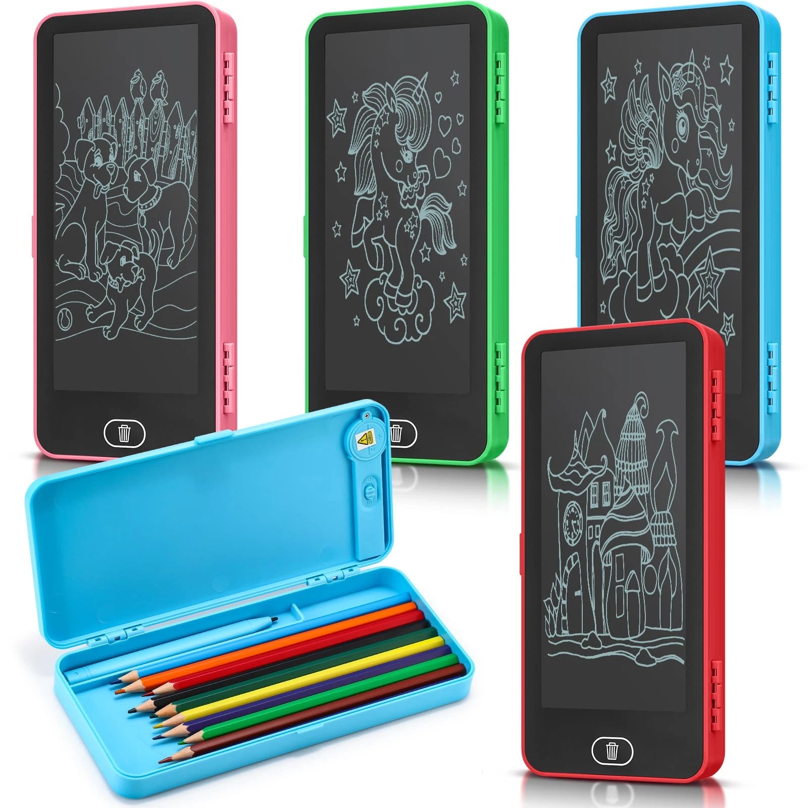 LCD Writing Tablet Pencil Box for Kids – 2 in 1 Digital Drawing Board & Stationery Organizer for Boys & Girls  Smart 2-in-1 Pencil Box with LCD Writing Tablet