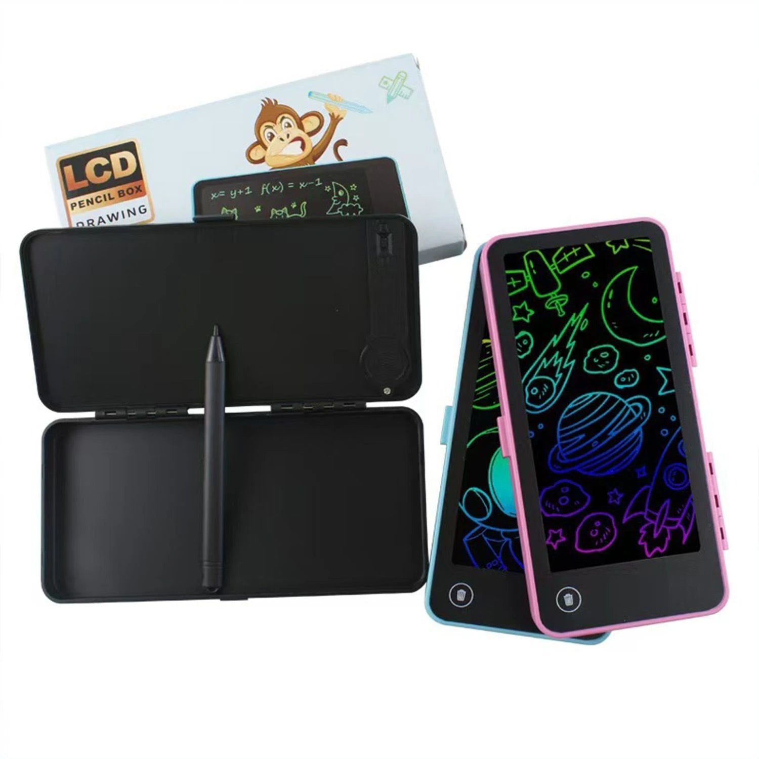 LCD Writing Tablet Pencil Box for Kids – 2 in 1 Digital Drawing Board & Stationery Organizer for Boys & Girls  Smart 2-in-1 Pencil Box with LCD Writing Tablet