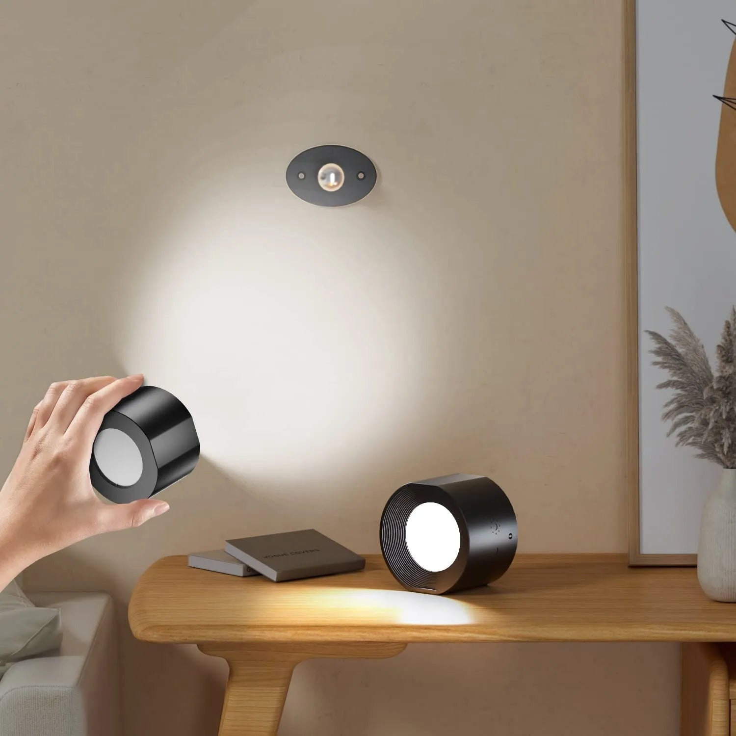 Magnetic LED Wall Lamp - 360° Rotatable Touch Control Night Light for Bedroom & Living Room