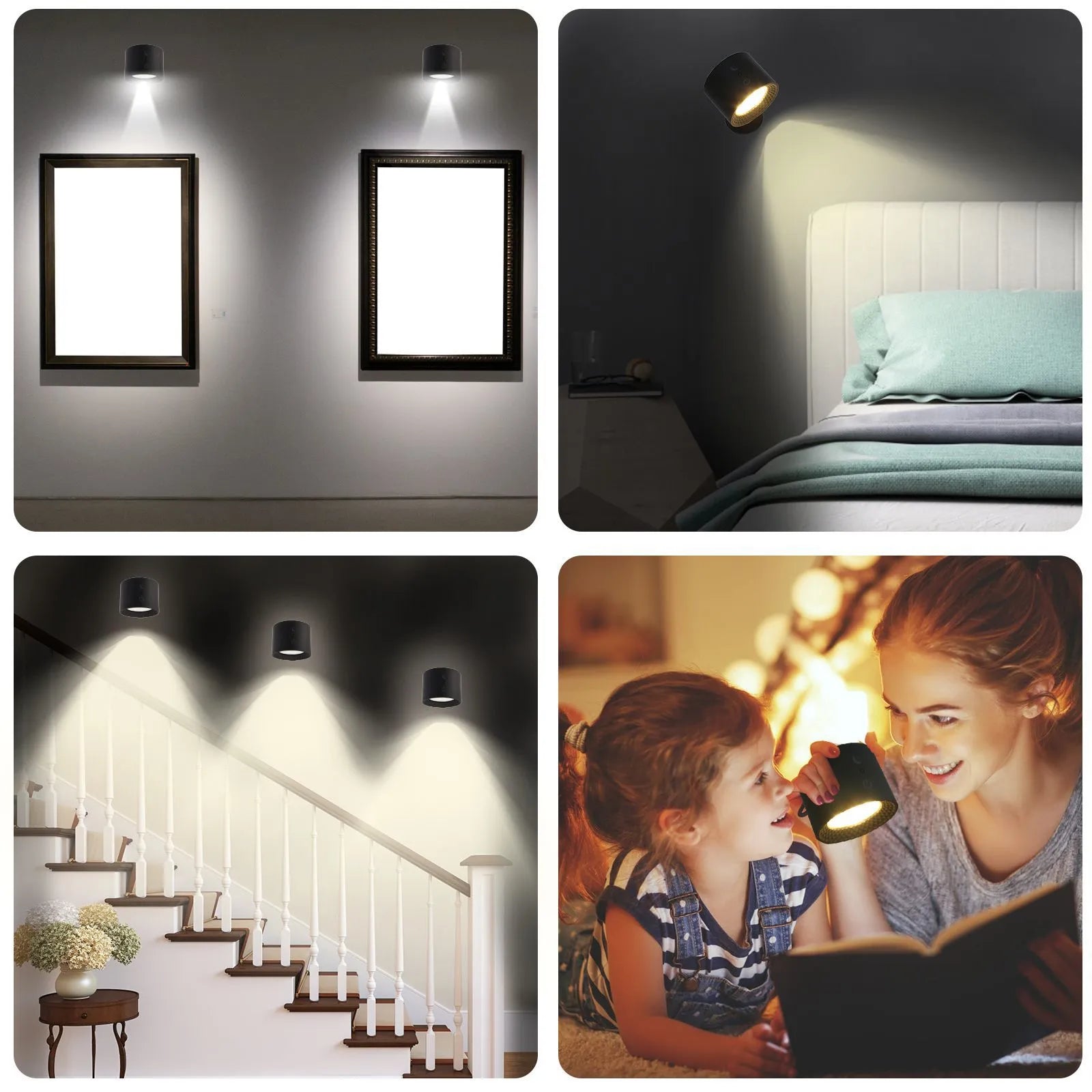 Magnetic LED Wall Lamp - 360° Rotatable Touch Control Night Light for Bedroom & Living Room