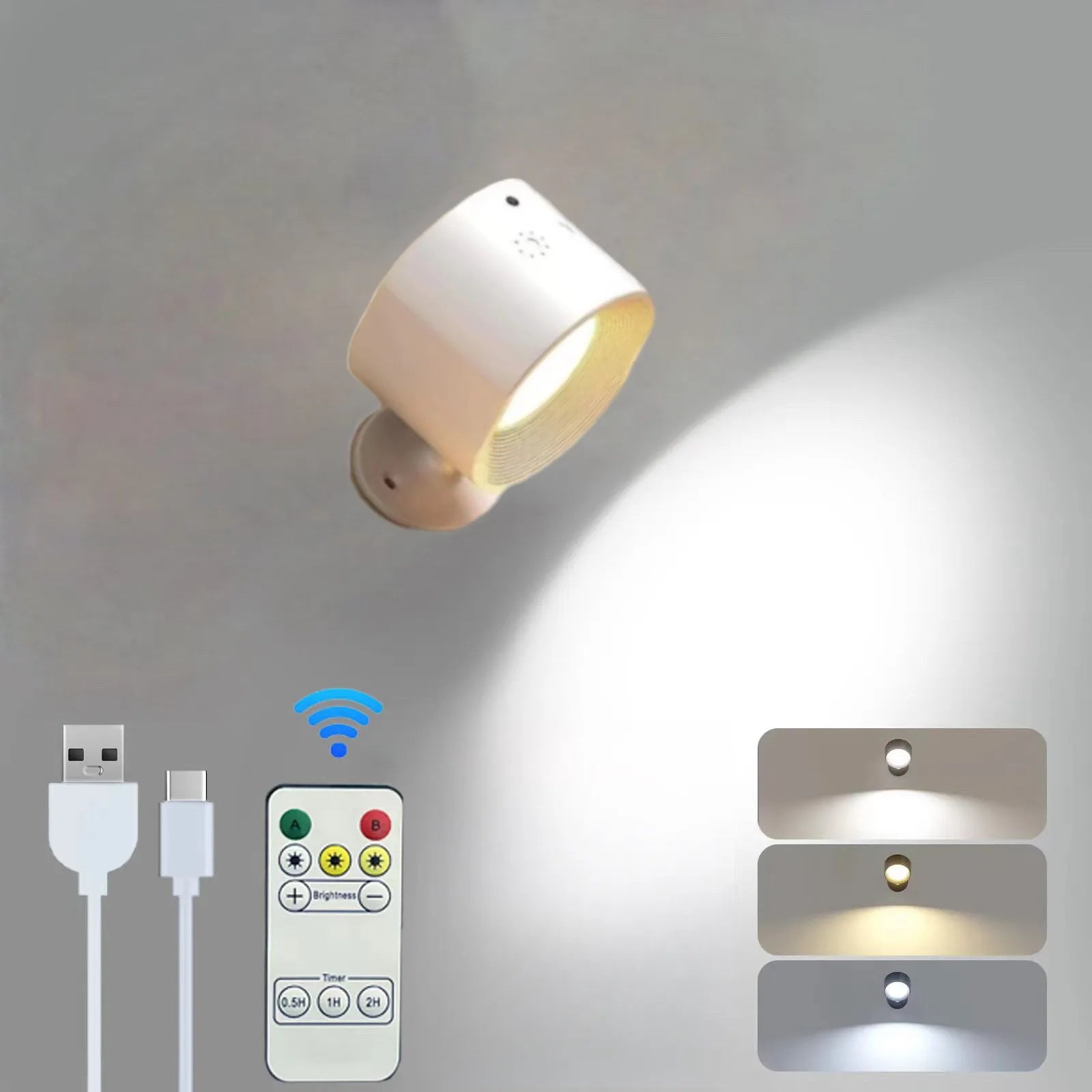 Magnetic LED Wall Lamp - 360° Rotatable Touch Control Night Light for Bedroom & Living Room
