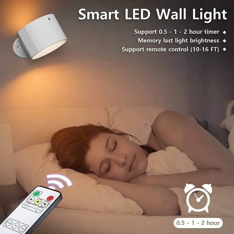 Magnetic LED Wall Lamp - 360° Rotatable Touch Control Night Light for Bedroom & Living Room