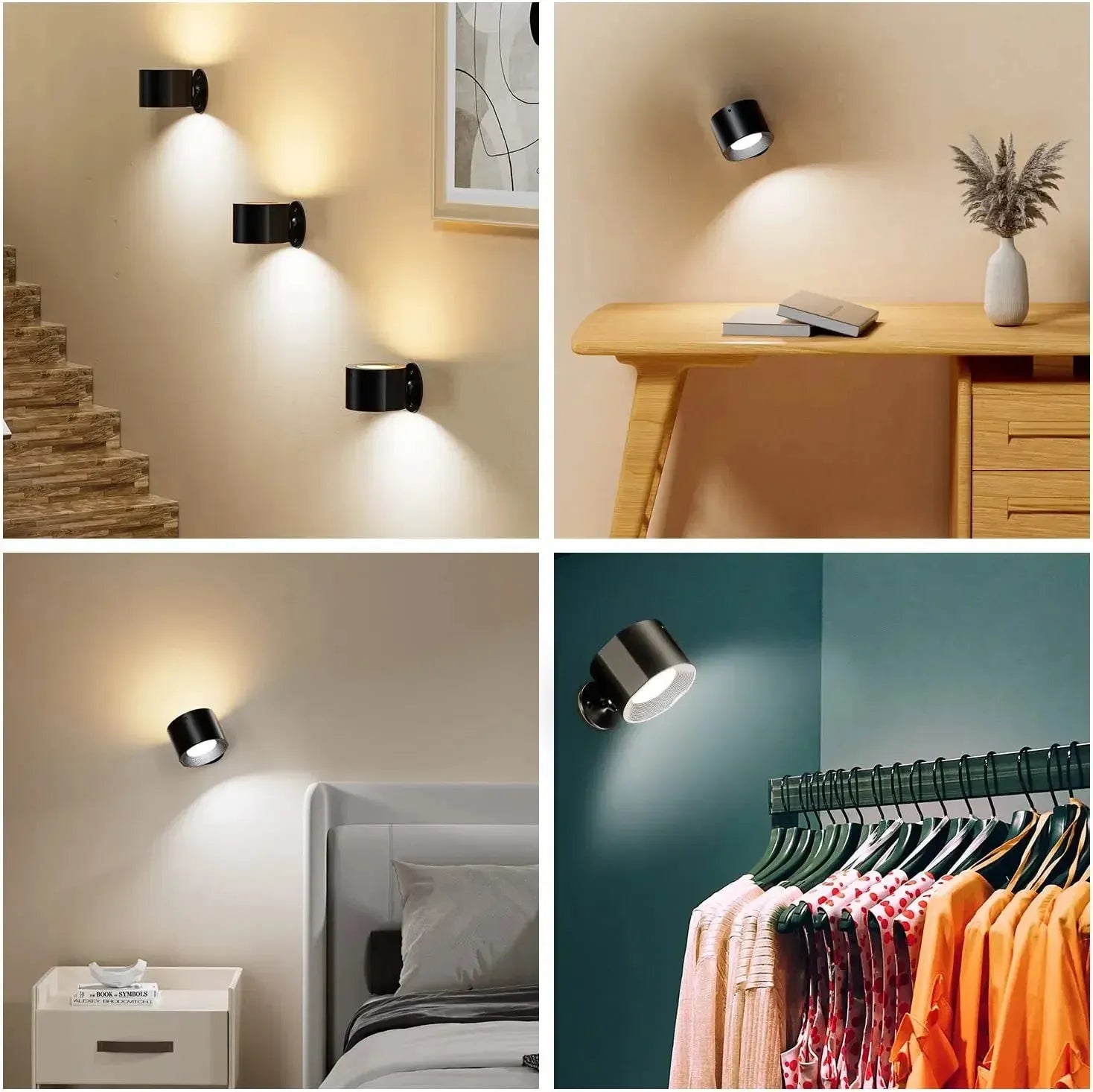 Magnetic LED Wall Lamp - 360° Rotatable Touch Control Night Light for Bedroom & Living Room