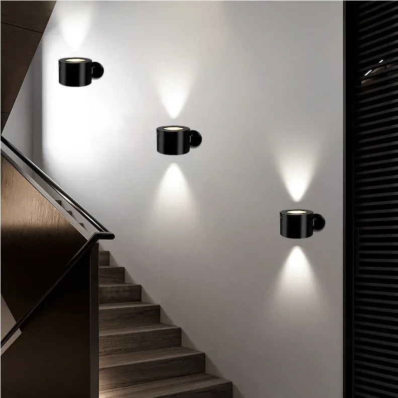 Magnetic LED Wall Lamp - 360° Rotatable Touch Control Night Light for Bedroom & Living Room