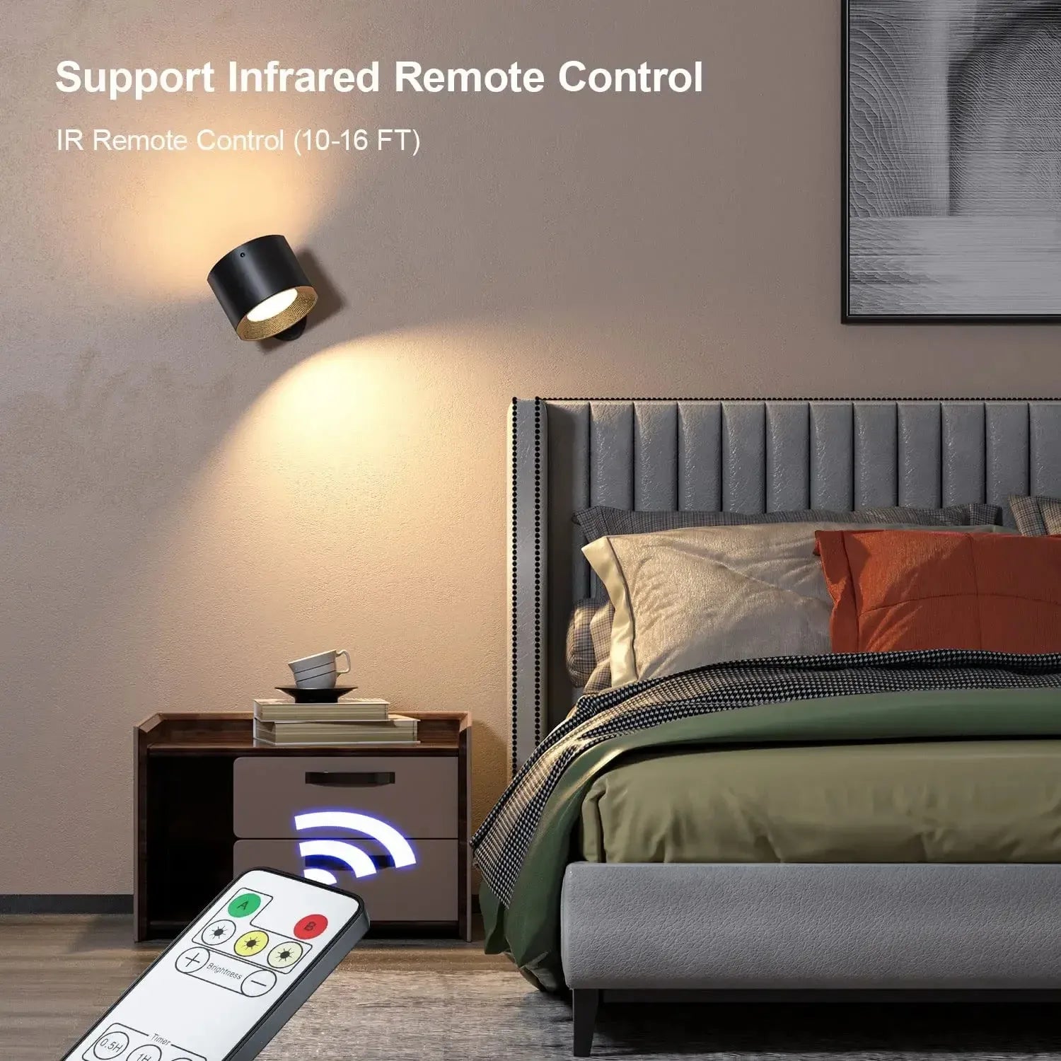 Magnetic LED Wall Lamp - 360° Rotatable Touch Control Night Light for Bedroom & Living Room