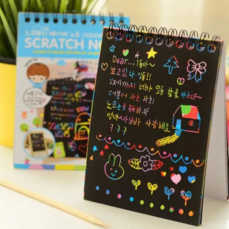 Magic Color Rainbow Scratch Paper Notebook - 10 Sheets - Kids DIY Crafting Toy