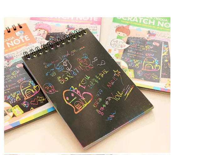 Magic Color Rainbow Scratch Paper Notebook - 10 Sheets - Kids DIY Crafting Toy