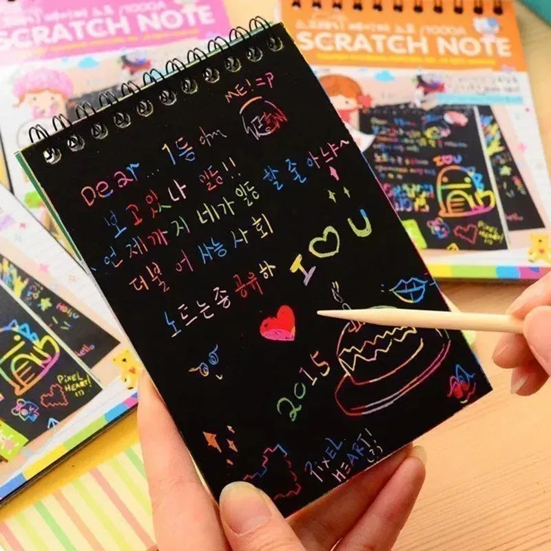 Magic Color Rainbow Scratch Paper Notebook - 10 Sheets - Kids DIY Crafting Toy