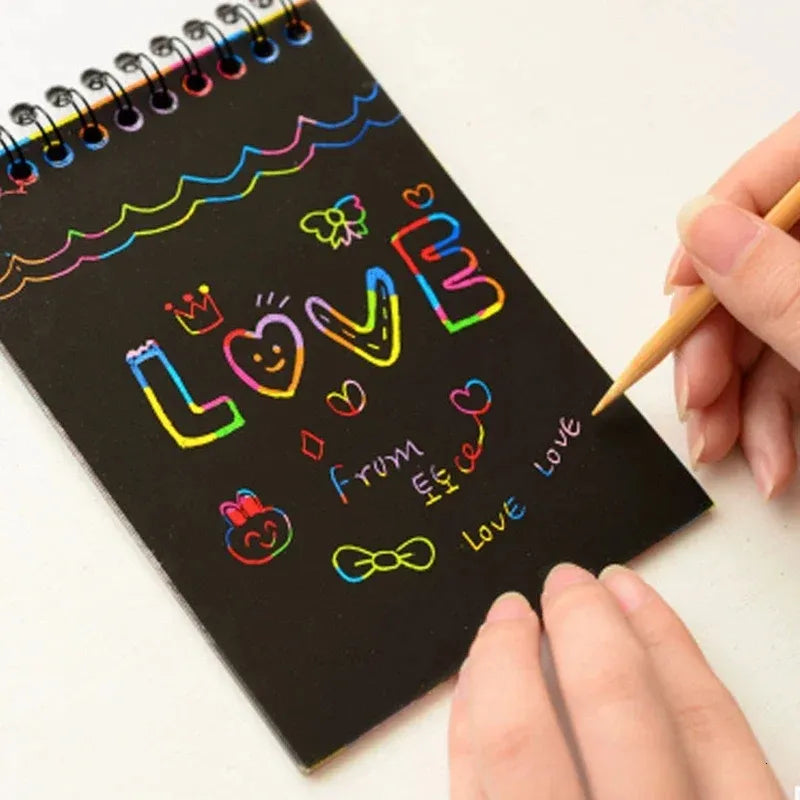 Magic Color Rainbow Scratch Paper Notebook - 10 Sheets - Kids DIY Crafting Toy