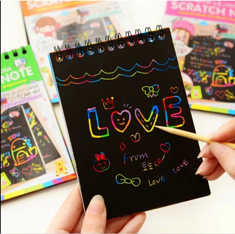 Magic Color Rainbow Scratch Paper Notebook - 10 Sheets - Kids DIY Crafting Toy