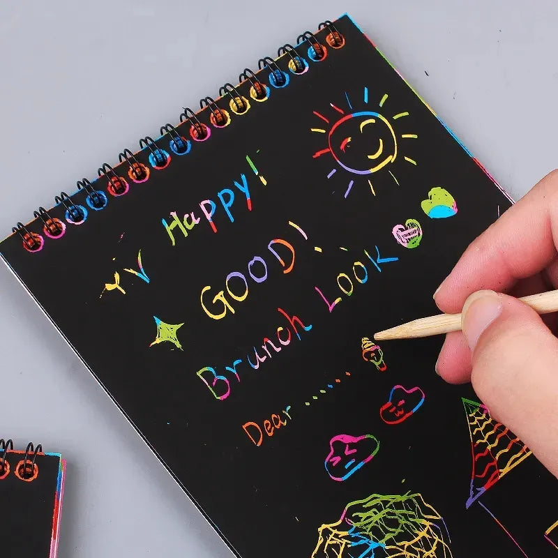 Magic Color Rainbow Scratch Paper Notebook - 10 Sheets - Kids DIY Crafting Toy