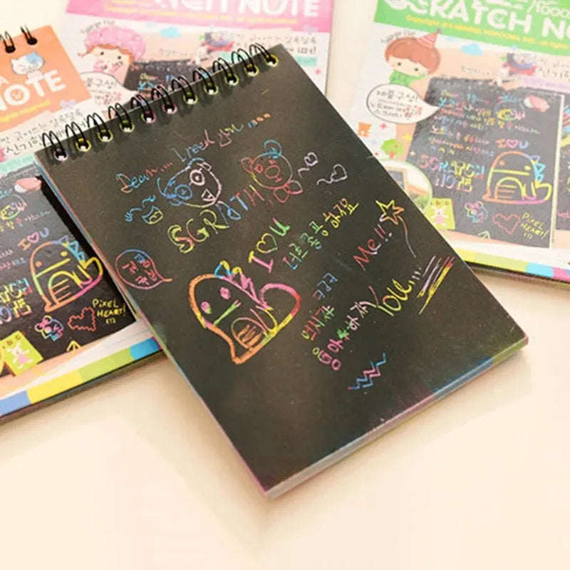 Magic Color Rainbow Scratch Paper Notebook - 10 Sheets - Kids DIY Crafting Toy