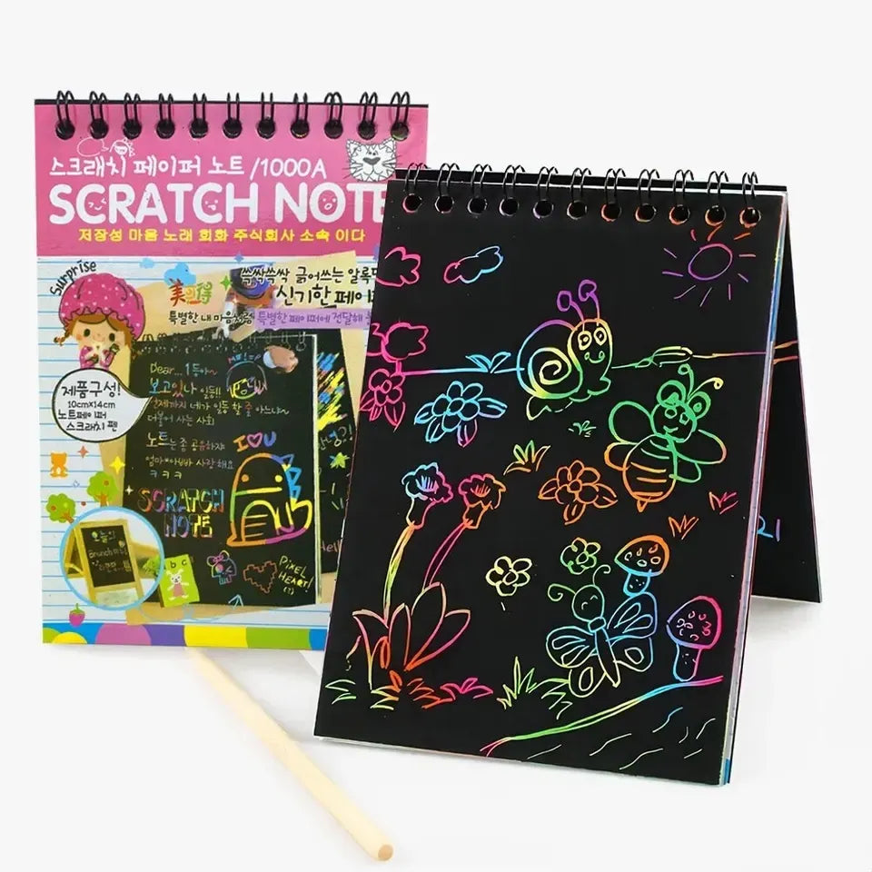 Magic Color Rainbow Scratch Paper Notebook - 10 Sheets - Kids DIY Crafting Toy