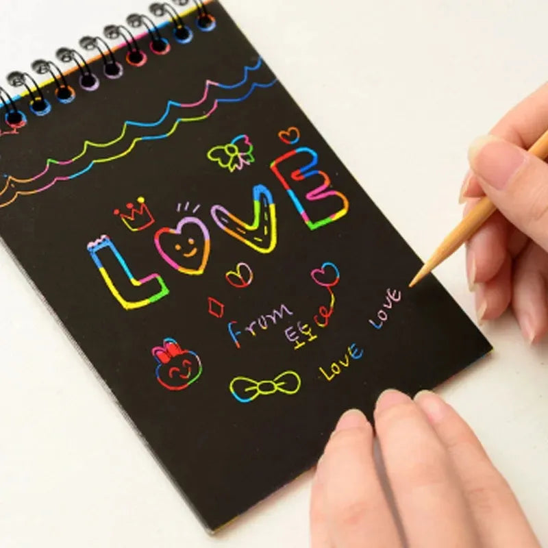 Magic Color Rainbow Scratch Paper Notebook - 10 Sheets - Kids DIY Crafting Toy