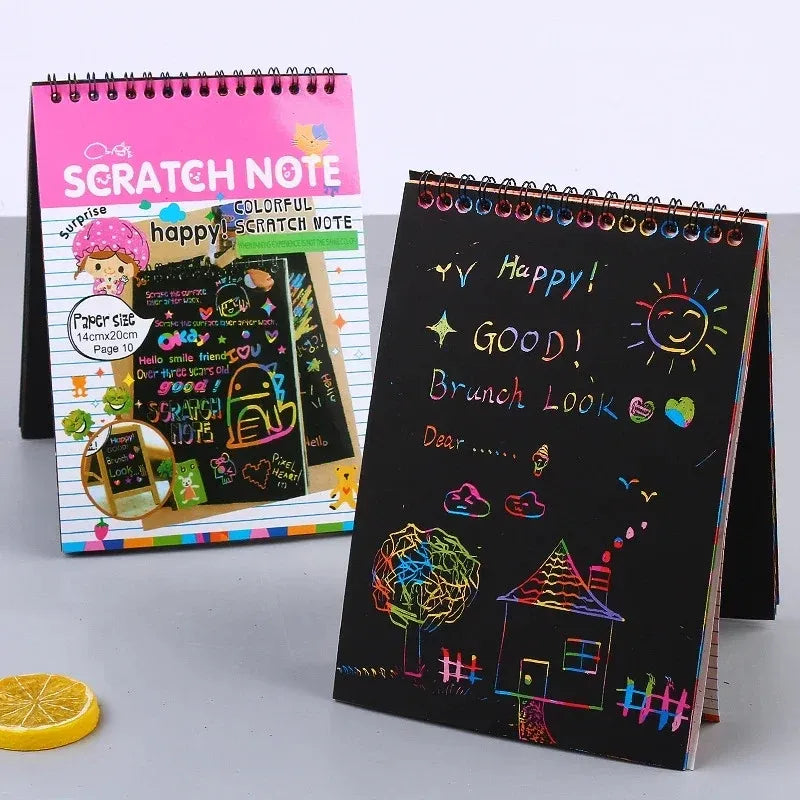 Magic Color Rainbow Scratch Paper Notebook - 10 Sheets - Kids DIY Crafting Toy