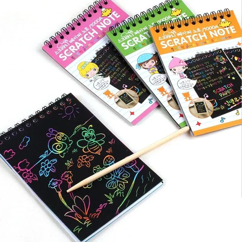 Magic Color Rainbow Scratch Paper Notebook - 10 Sheets - Kids DIY Crafting Toy