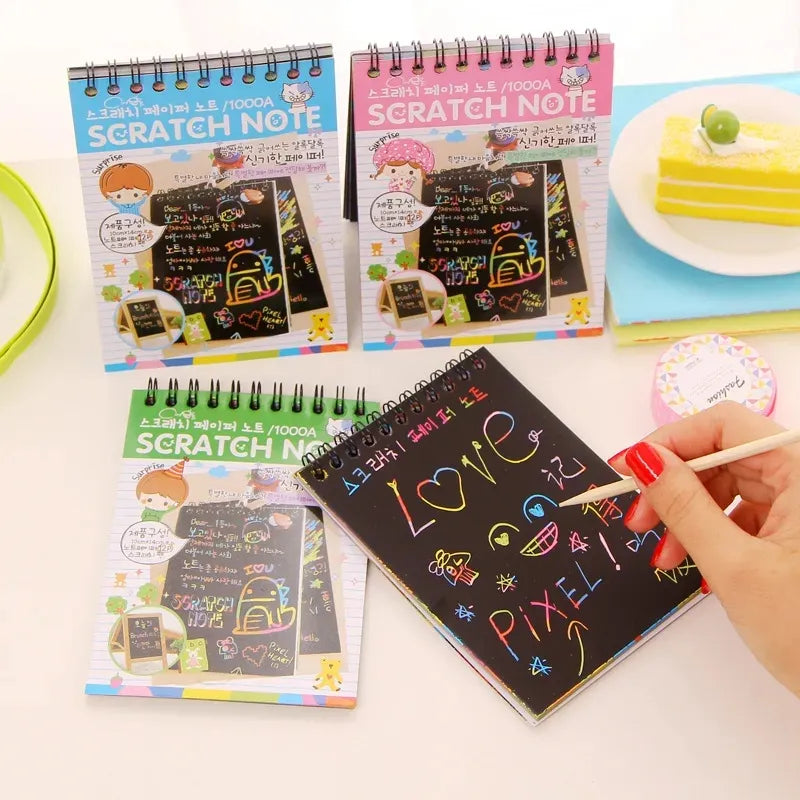 Magic Color Rainbow Scratch Paper Notebook - 10 Sheets - Kids DIY Crafting Toy