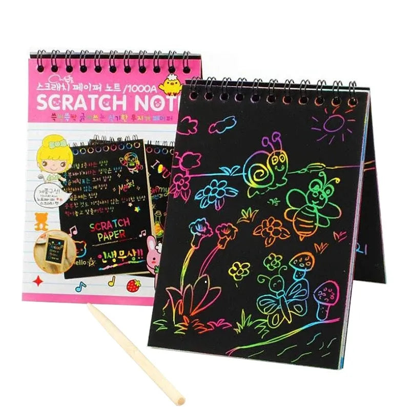Magic Color Rainbow Scratch Paper Notebook - 10 Sheets - Kids DIY Crafting Toy