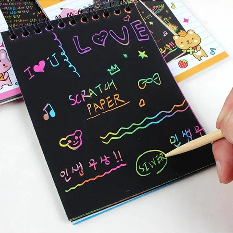 Magic Color Rainbow Scratch Paper Notebook - 10 Sheets - Kids DIY Crafting Toy