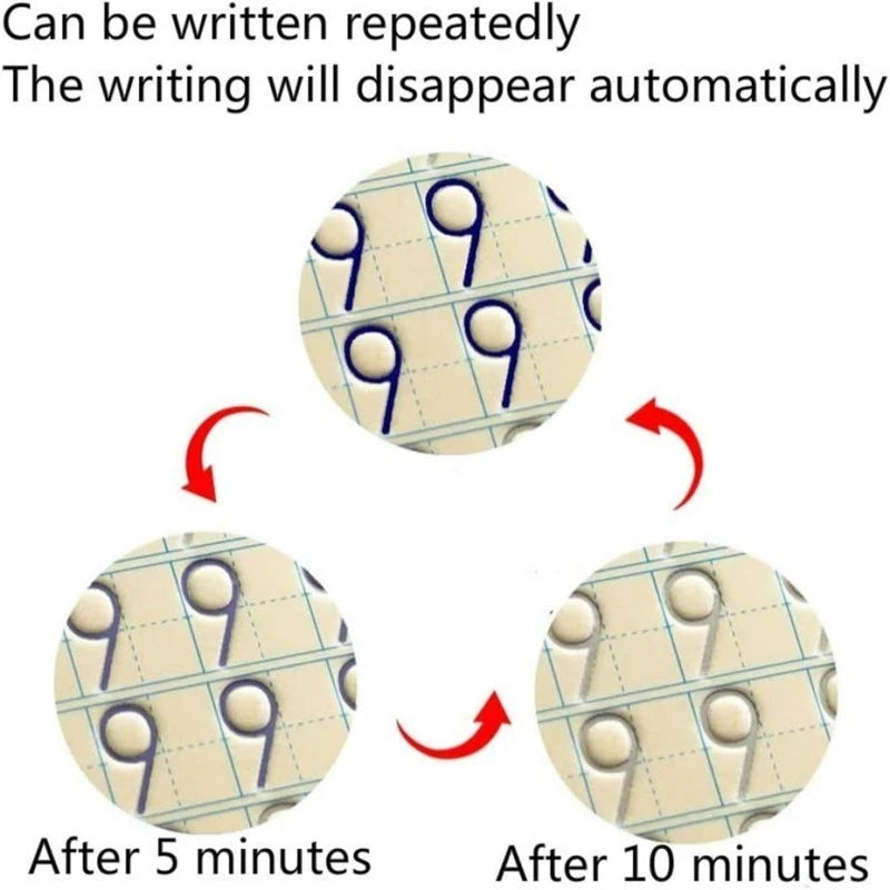 Magical Handwriting Children's Workbooks With Reusable Writing Tool 4 BOOKS+10 REFILL