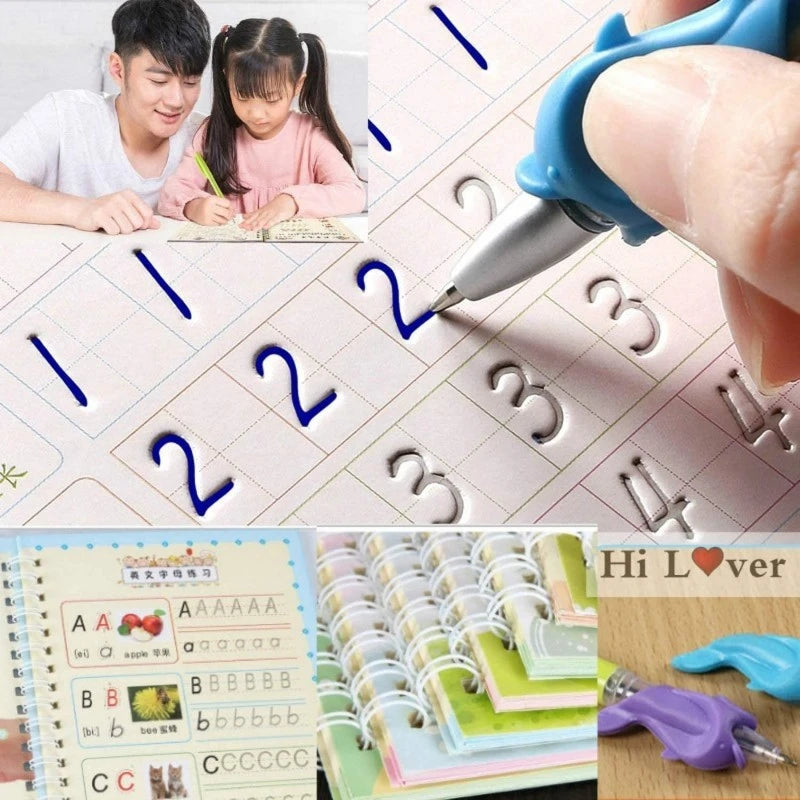 Magical Handwriting Children's Workbooks With Reusable Writing Tool 4 BOOKS+10 REFILL