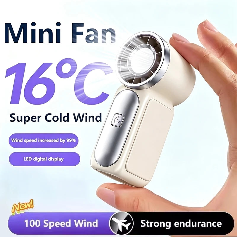 Mini Handheld Turbo Fan – 5-Speed USB Type-C Rechargeable Portable Cooling Fan