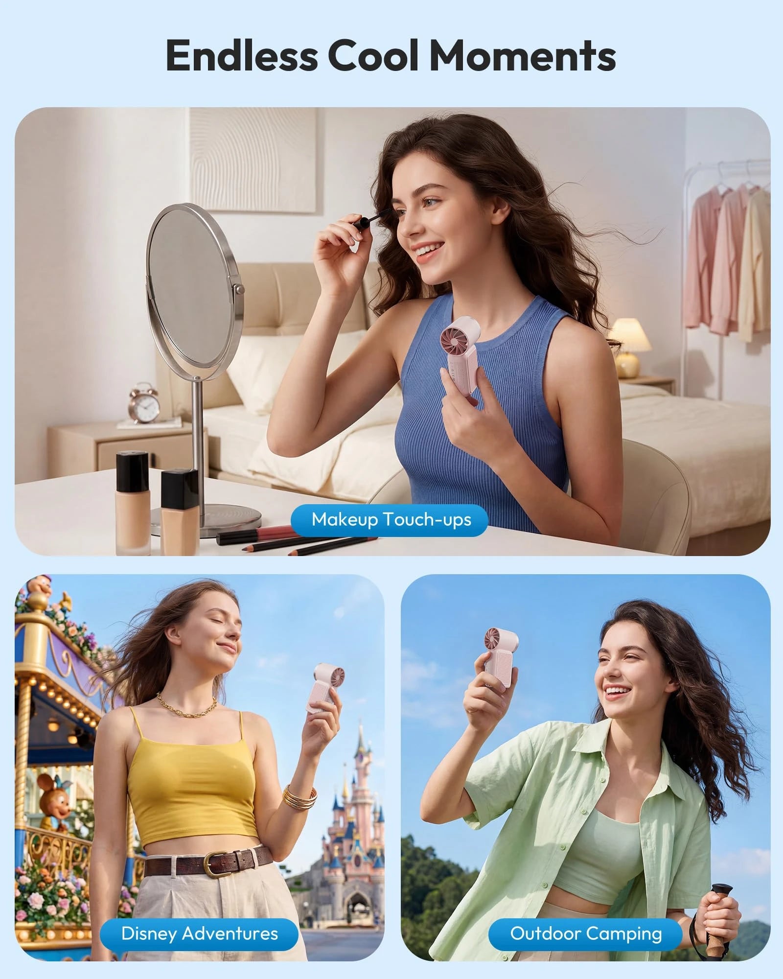 Mini Handheld Turbo Fan – 5-Speed USB Type-C Rechargeable Portable Cooling Fan