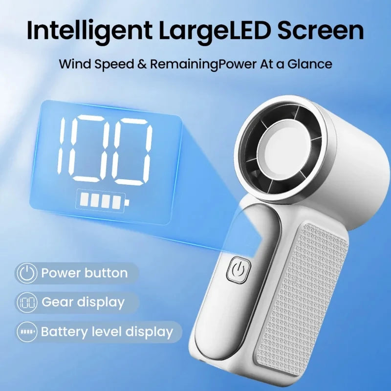 Mini Handheld Turbo Fan – 5-Speed USB Type-C Rechargeable Portable Cooling Fan
