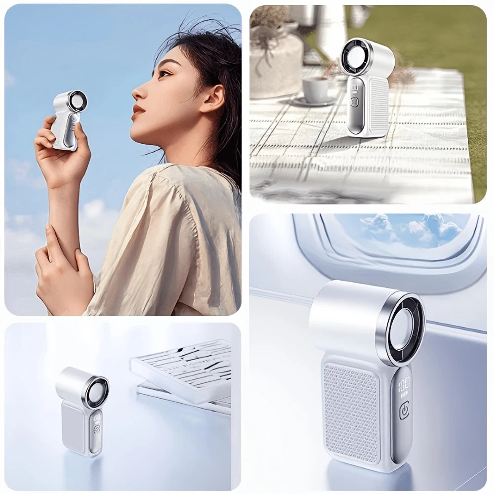 Mini Handheld Turbo Fan – 5-Speed USB Type-C Rechargeable Portable Cooling Fan