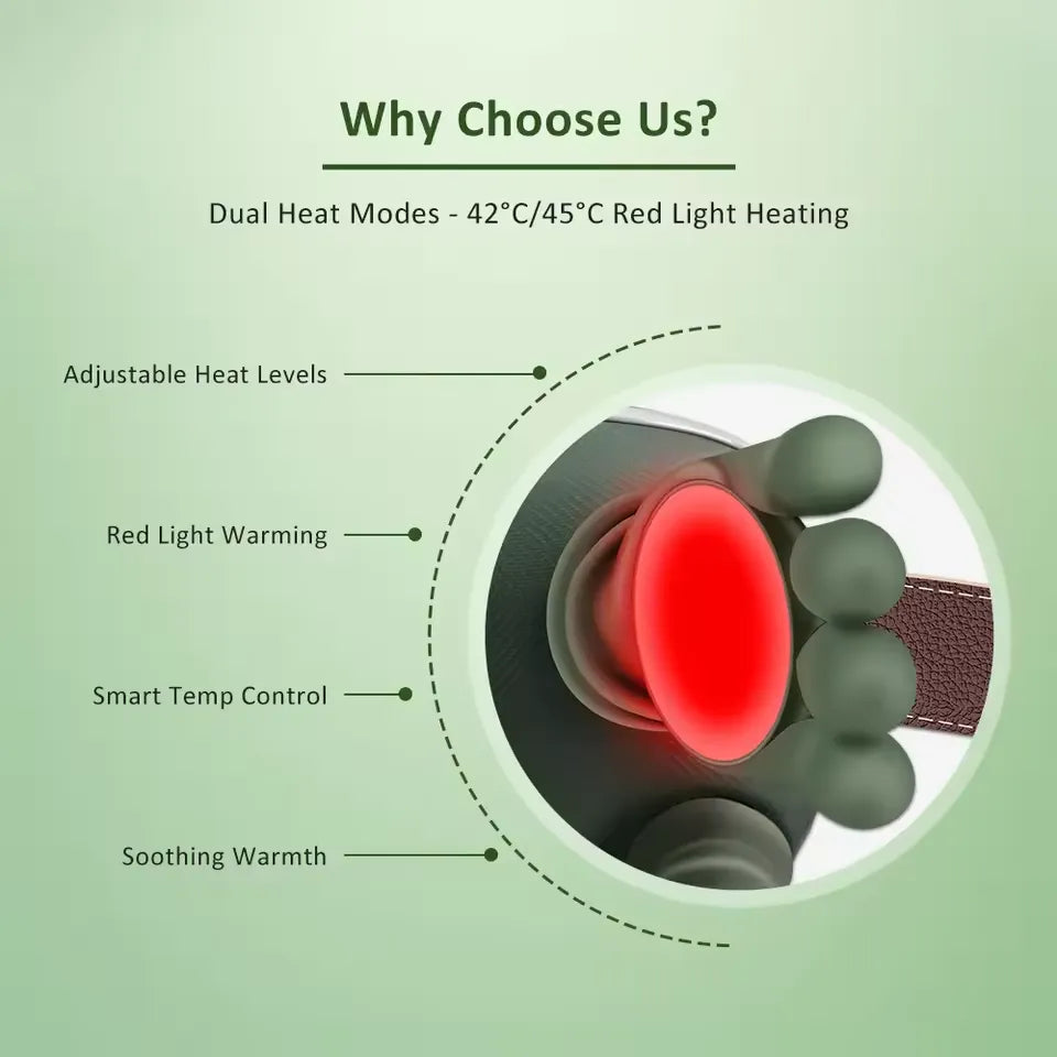 Neck & Back Massager with Heat – Cordless Deep Tissue Shiatsu Massager, 3-Speed Kneading, Dual Temperature Levels, Portable Cervical Pain Relief Device