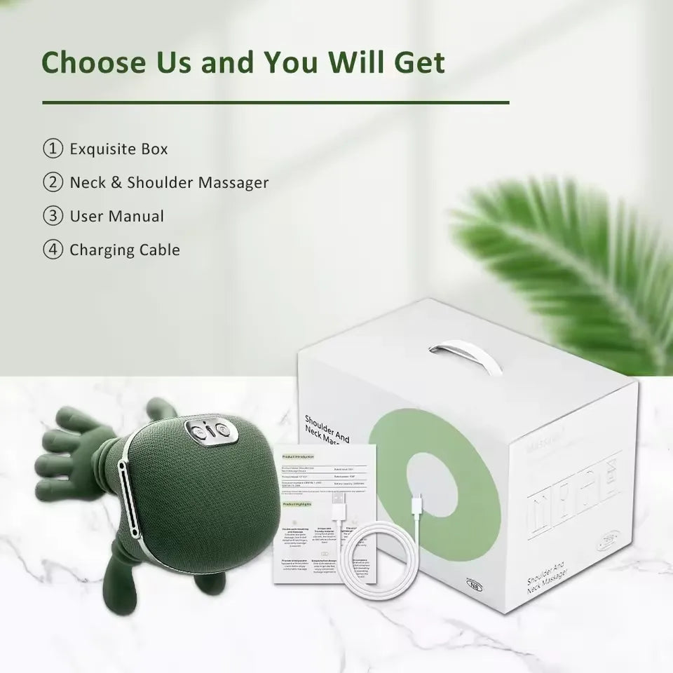 Neck & Back Massager with Heat – Cordless Deep Tissue Shiatsu Massager, 3-Speed Kneading, Dual Temperature Levels, Portable Cervical Pain Relief Device