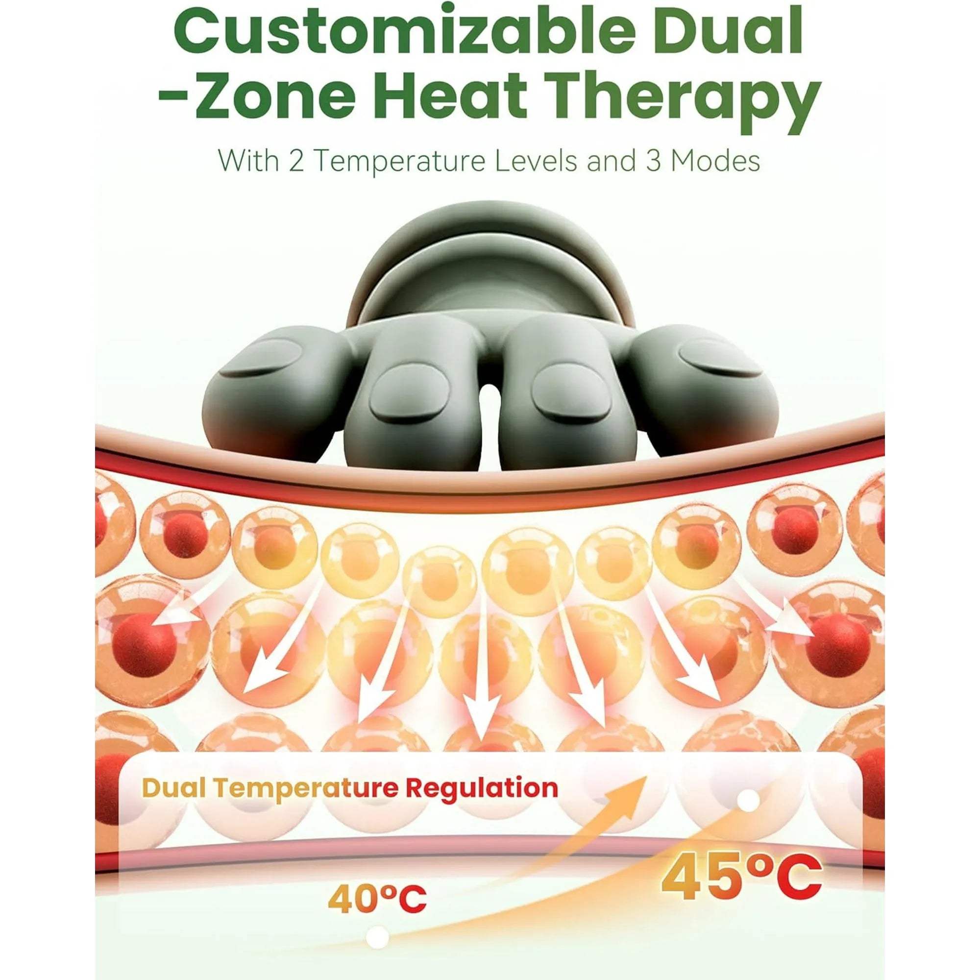 Neck & Back Massager with Heat – Cordless Deep Tissue Shiatsu Massager, 3-Speed Kneading, Dual Temperature Levels, Portable Cervical Pain Relief Device