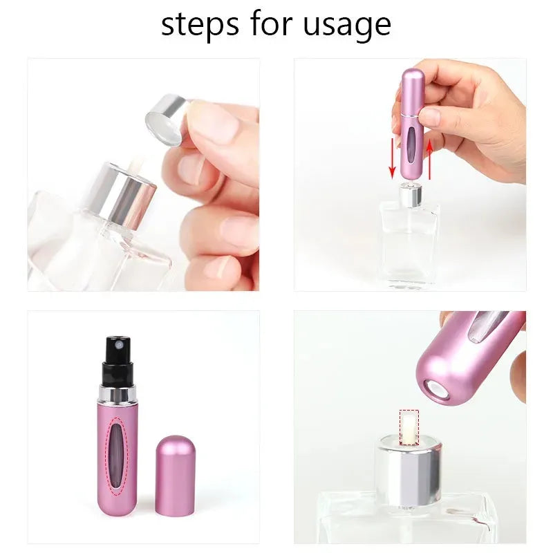 Portable 5ml Aluminum Mini Perfume Atomizer - Travel Refillable Spray Bottle