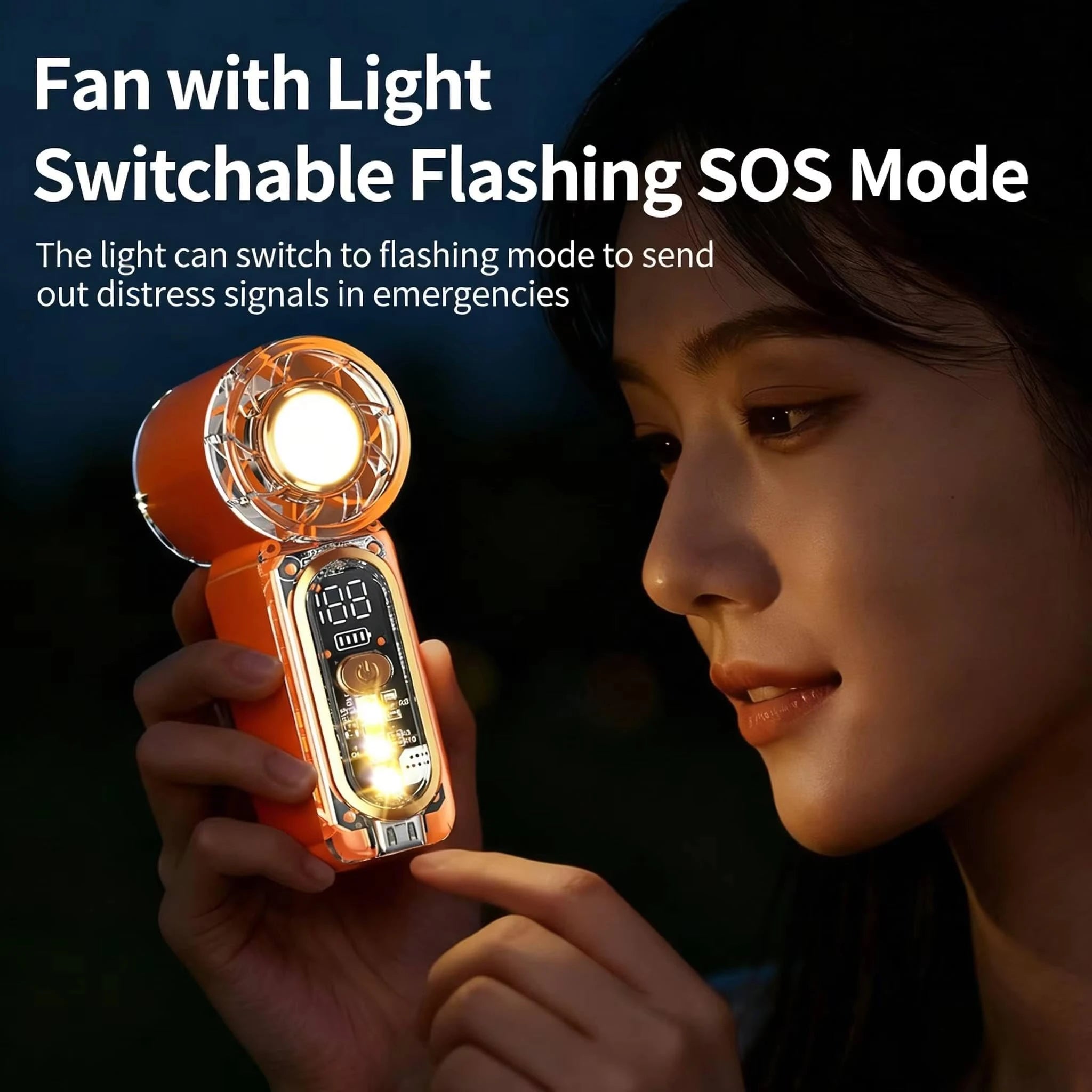 HULMIZONE Portable Mini Turbo Fan With LED Light