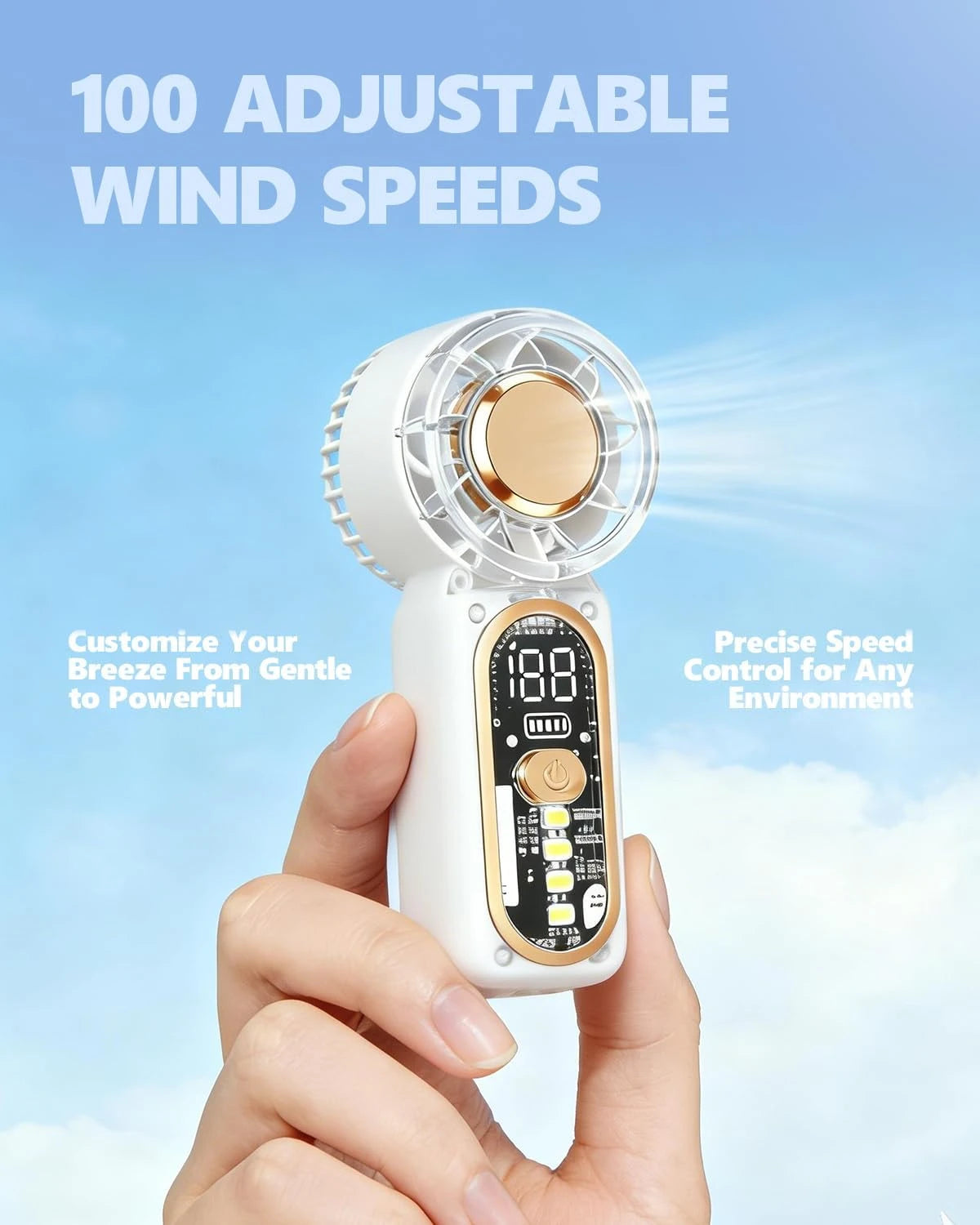 HULMIZONE Portable Mini Turbo Fan With LED Light