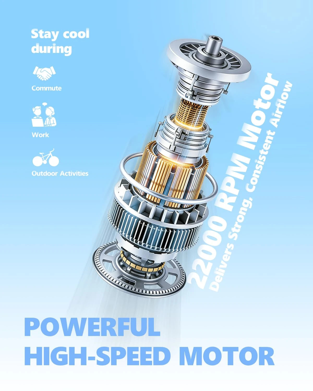 HULMIZONE Portable Mini Turbo Fan With LED Light