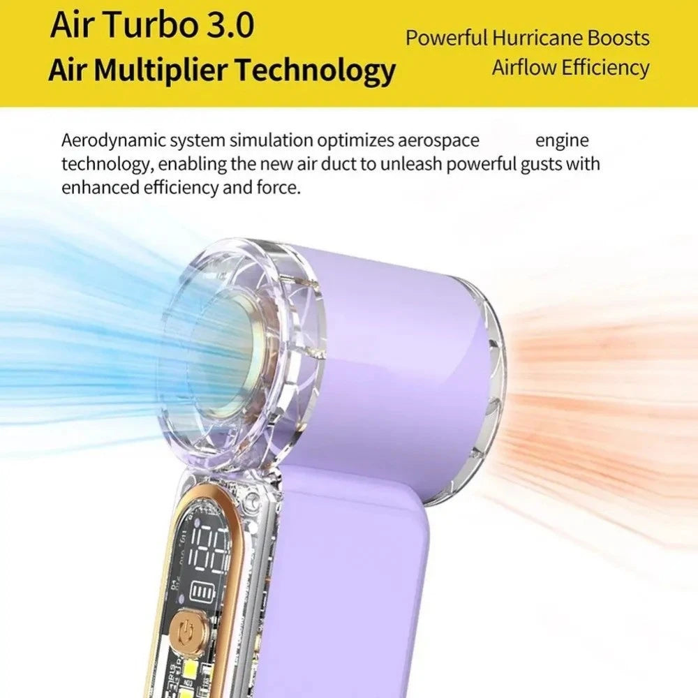 HULMIZONE Portable Mini Turbo Fan With LED Light
