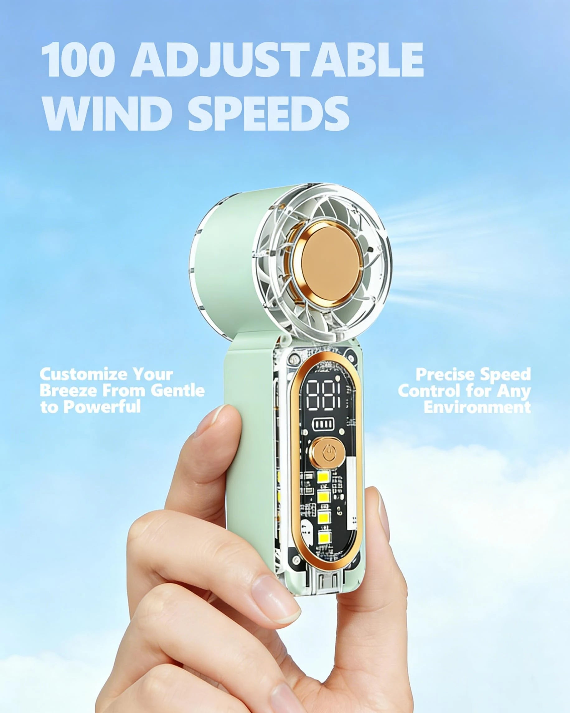 HULMIZONE Portable Mini Turbo Fan With LED Light
