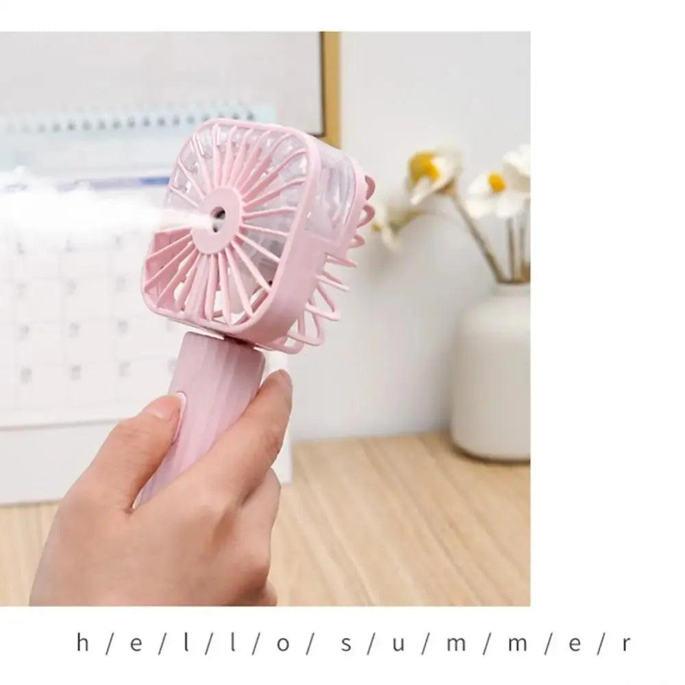USB Rechargeable Portable Mist Fan – Noiseless, Handheld Cooling Spray Fan for Home, Office & Outdoor Use