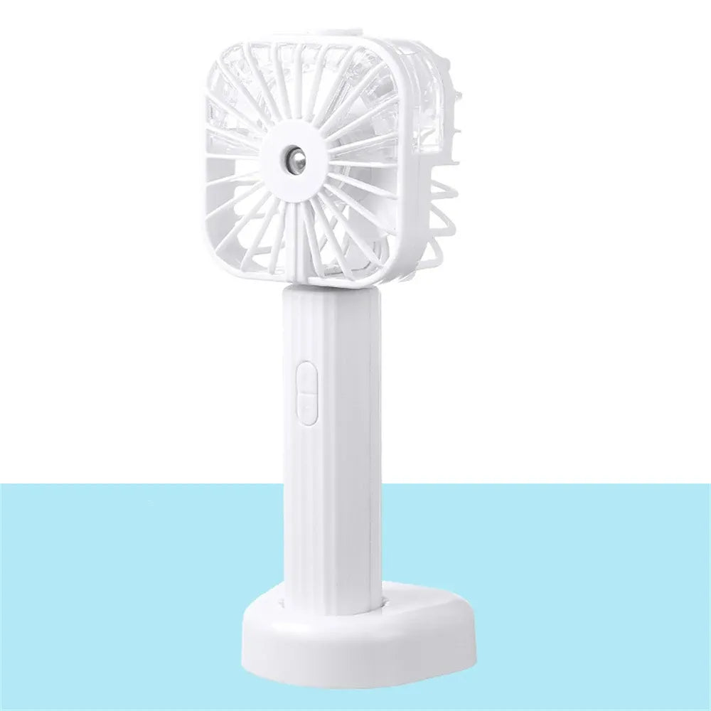 USB Rechargeable Portable Mist Fan – Noiseless, Handheld Cooling Spray Fan for Home, Office & Outdoor Use